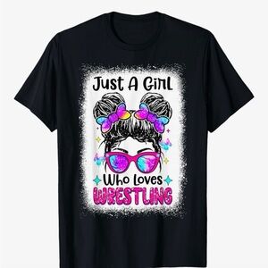 Just A Girl Who Loves Wrestling Graphic Tee - Black C4
